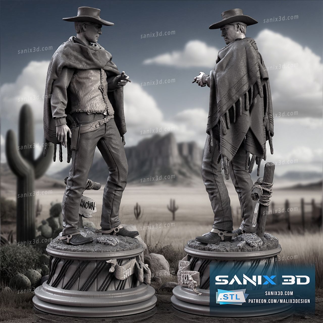 Clint Eastwood Resin Art (Design by Sanix3D)