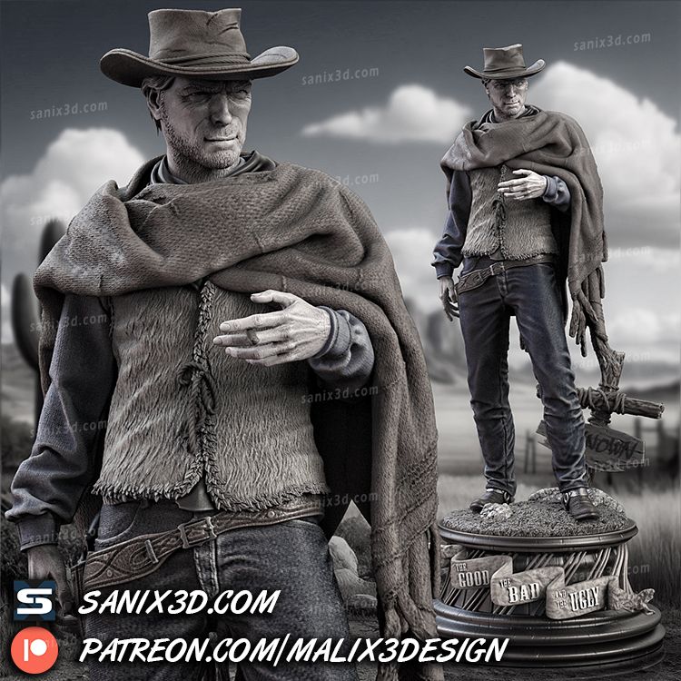 Clint Eastwood Resin Art (Design by Sanix3D)