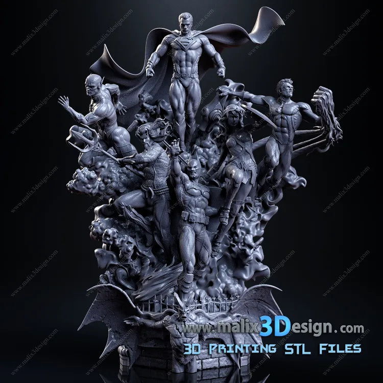 Justice League Diorama Resin Fan Art Pro Painted - MTO