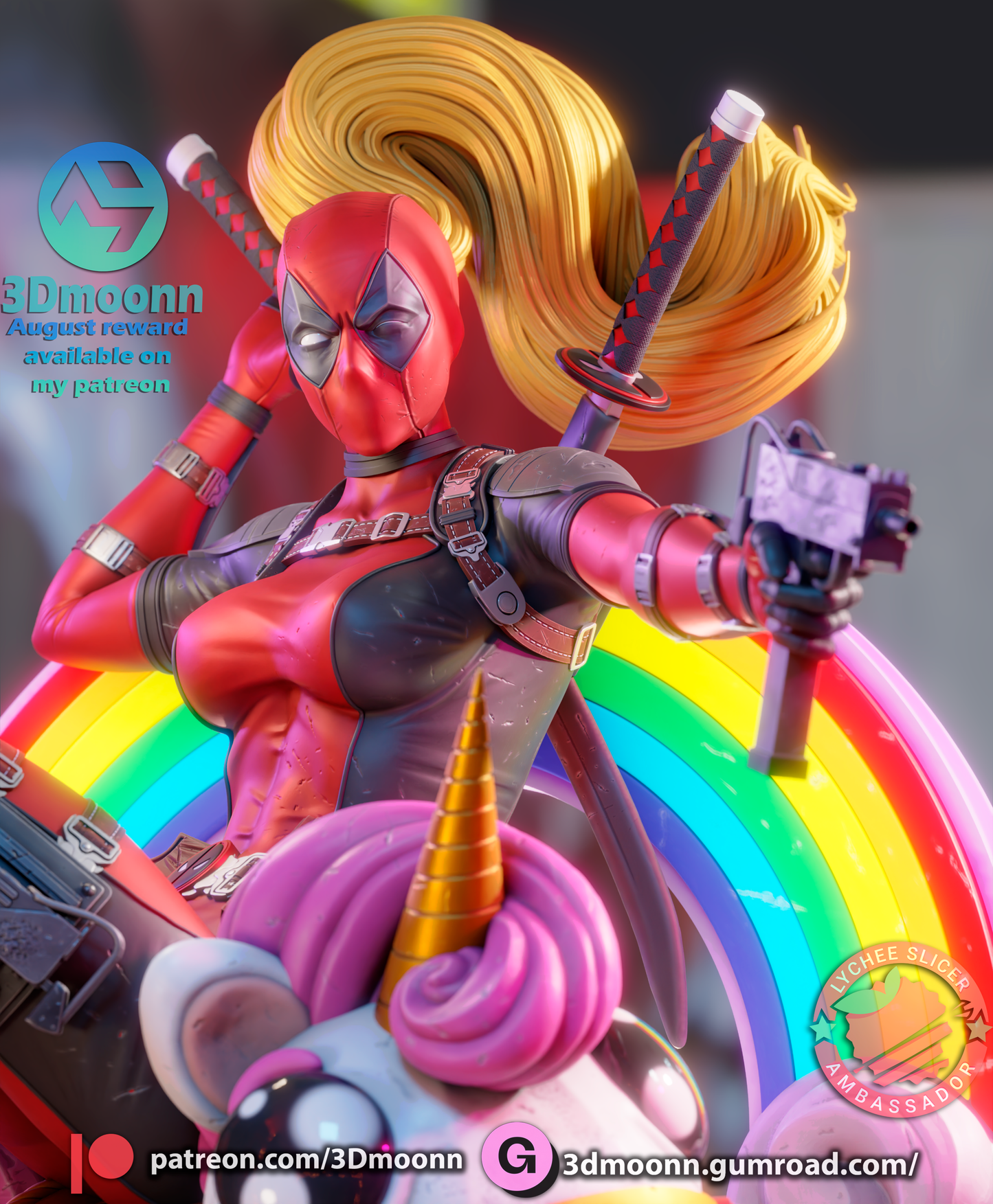 Lady Deadpool Resin Sculpture Fan Art - MTO 3dMoonn