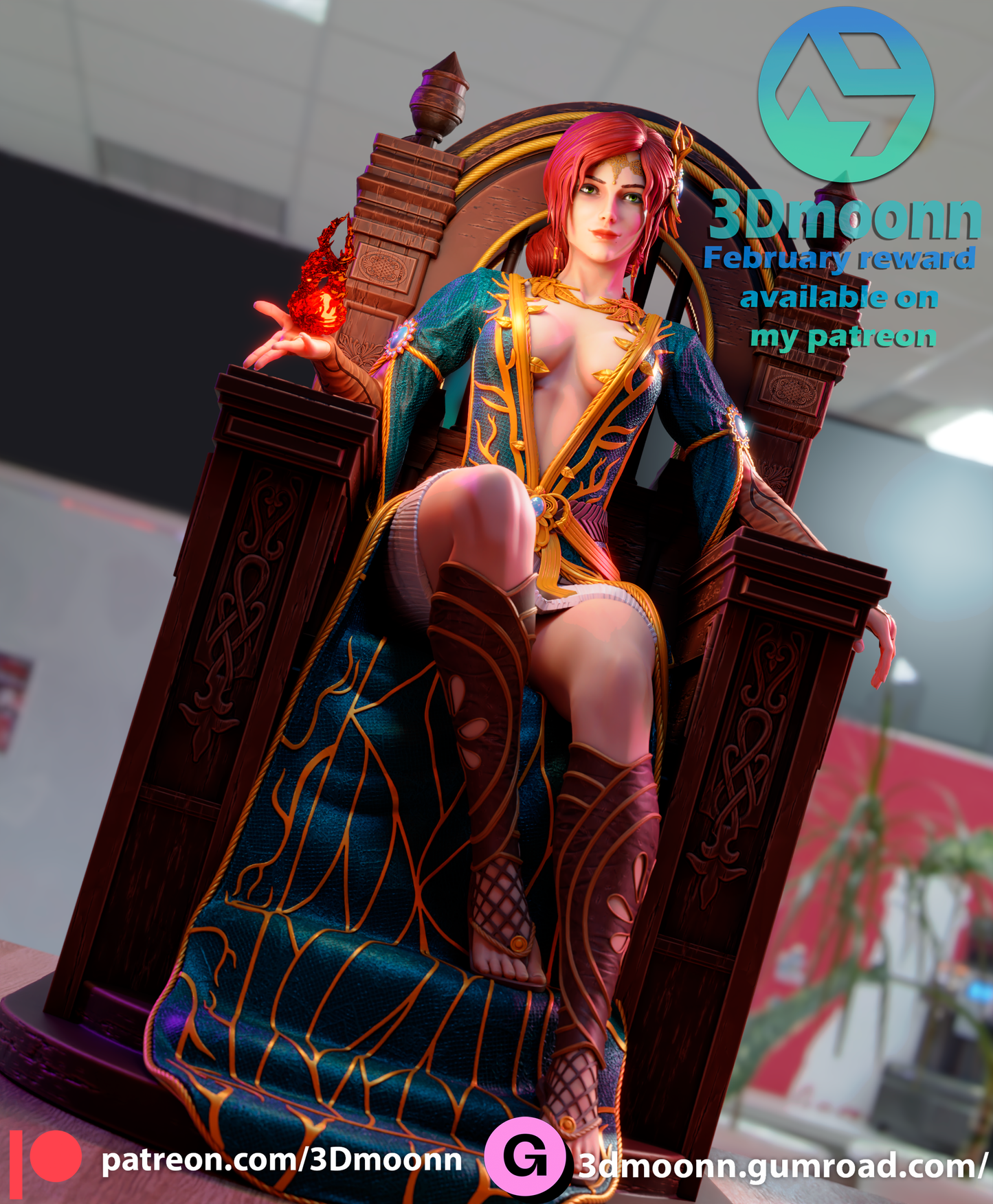 Triss Merigold Resin Fan Art Sculpture 3DMoonn