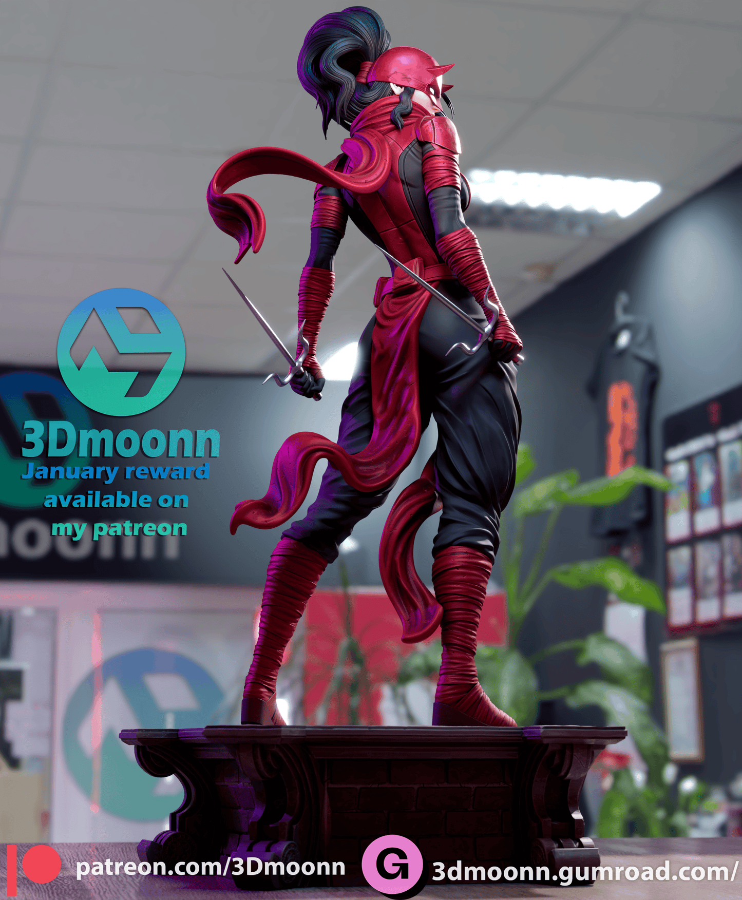 Elektra Resin Fan Art Sculpture 3DMoonn