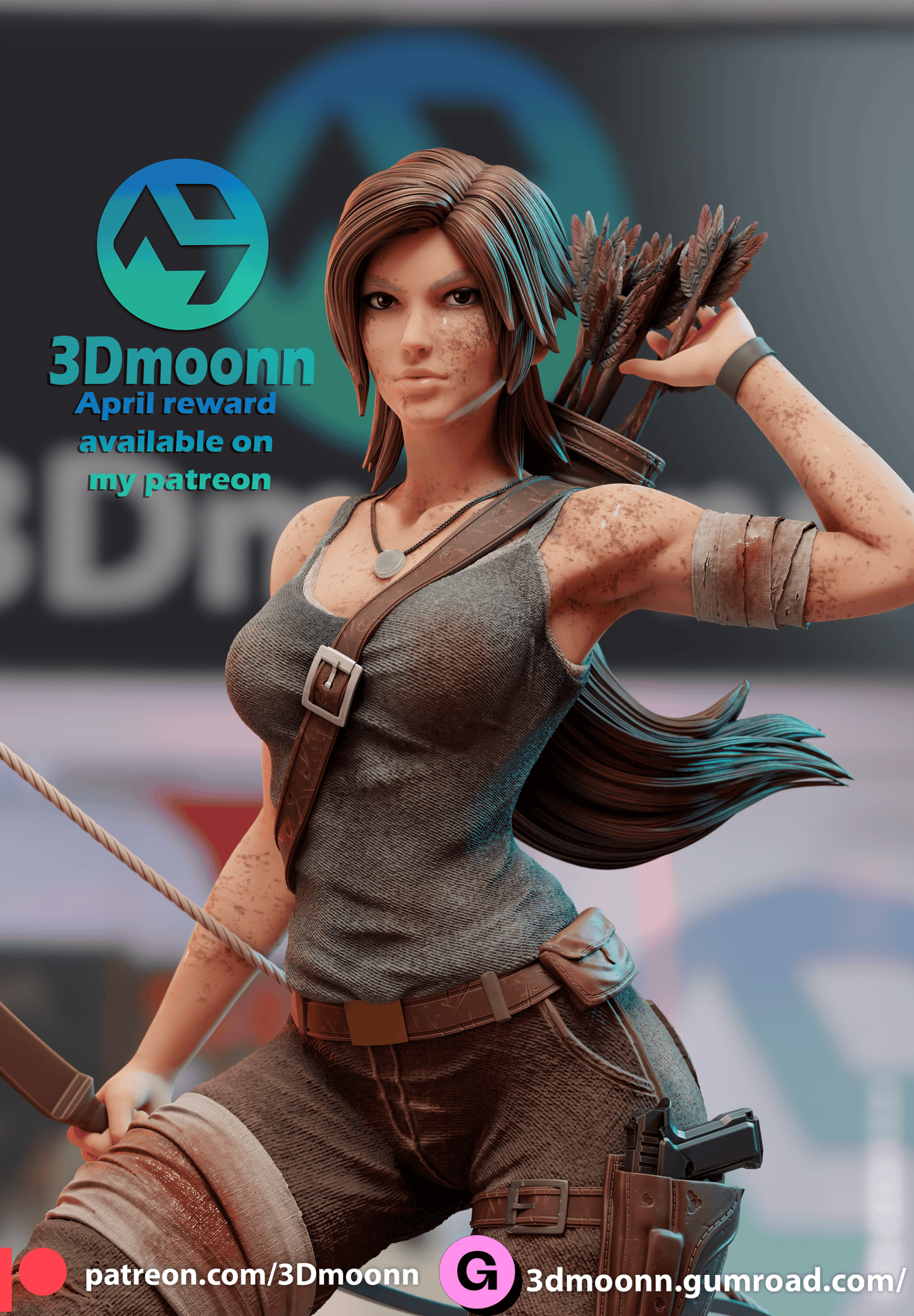 Lara Croft Resin Fan Art Sculpture 3DMoonn