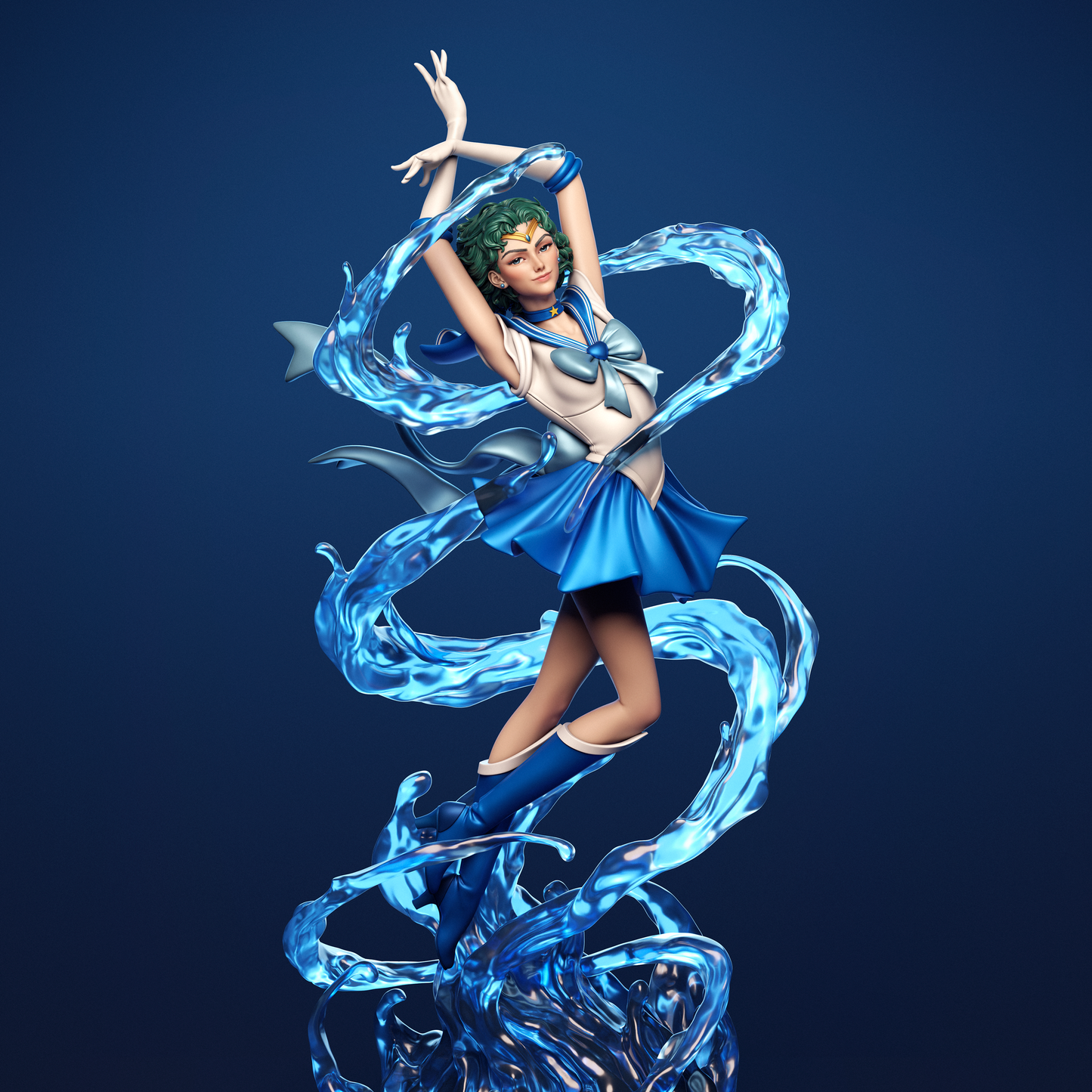 Sailor Moon Mercury Resin Art - MTO (Design by CA3D)