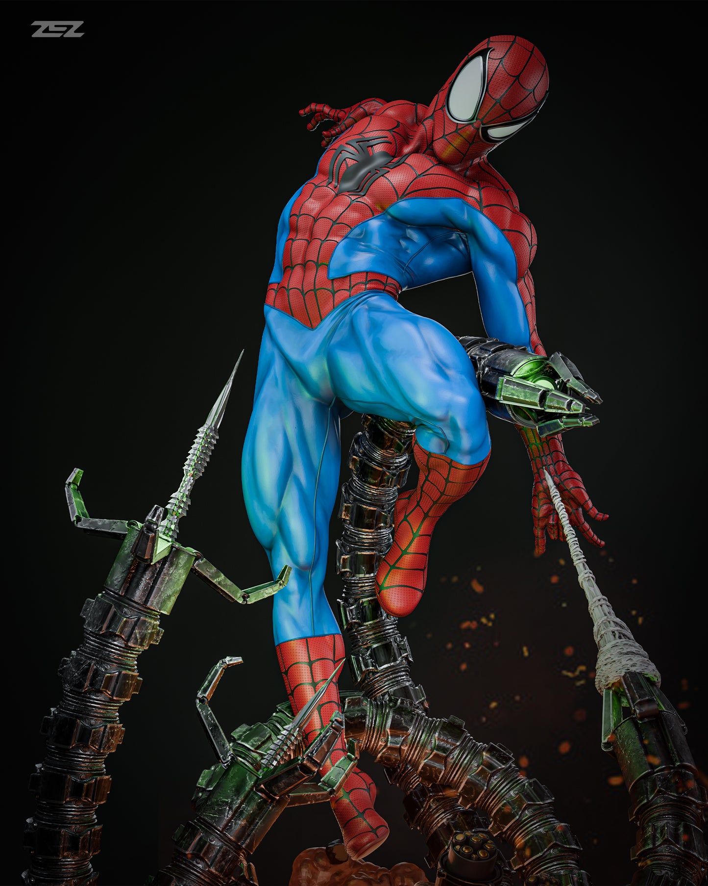 Spiderman vs Octa Resin Fan Art Sculpture (Zez)