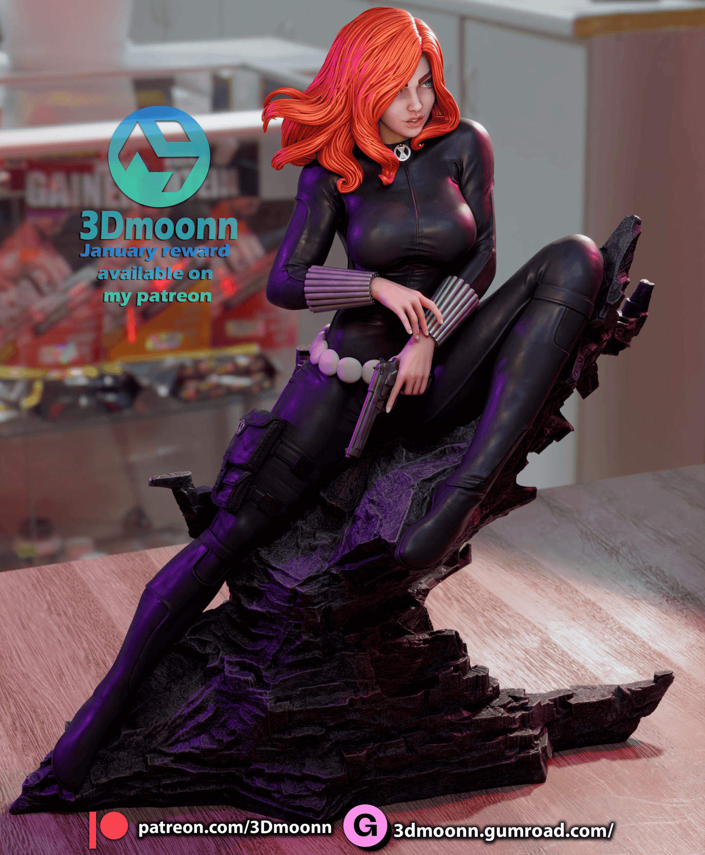 Black Widow Resin Fan Art Sculpture (3DM)