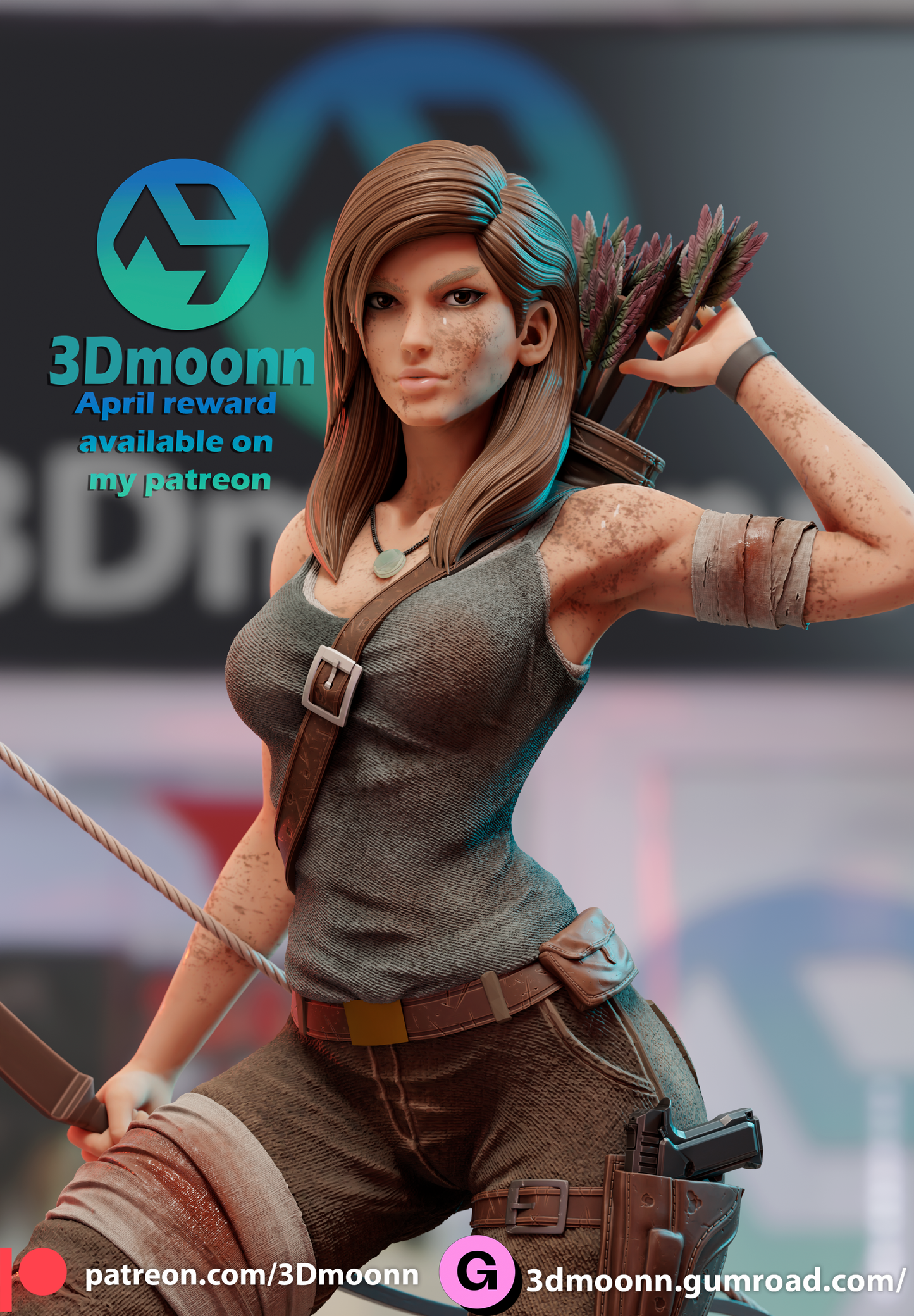 Lara Croft Resin Fan Art Sculpture 3DMoonn