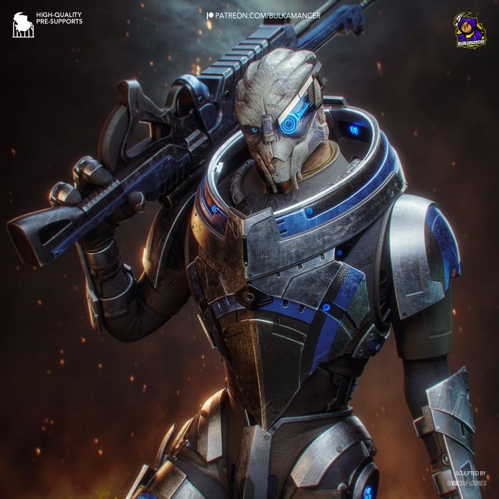 Garrus Vakarian Mass Effect Resin Art (Design by Bulkamancer)