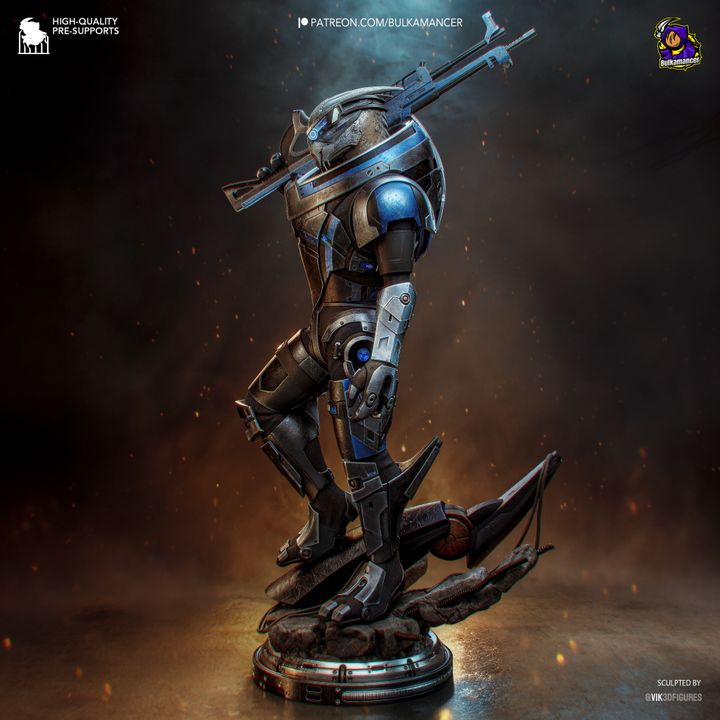 Garrus Vakarian Mass Effect Resin Art (Design by Bulkamancer)