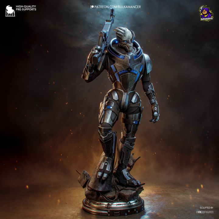 Garrus Vakarian Mass Effect Resin Art (Design by Bulkamancer)