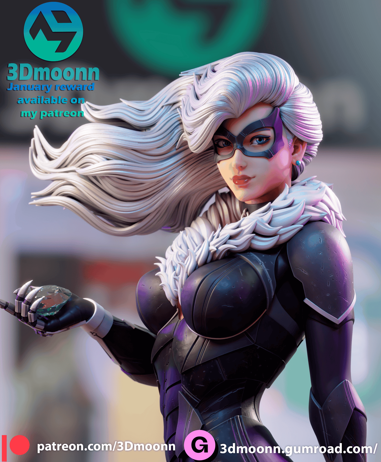 Black Cat Resin Fan Art Sculpture 3DMoonn