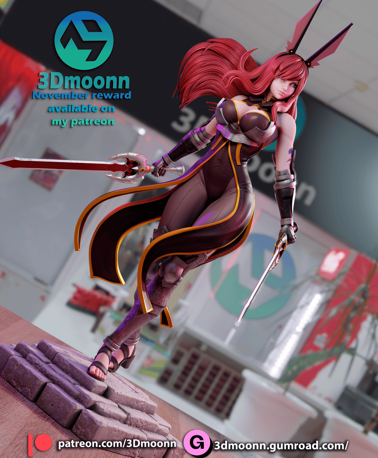 Erza Scarlet Resin Fan Art Sculpture (3DM)