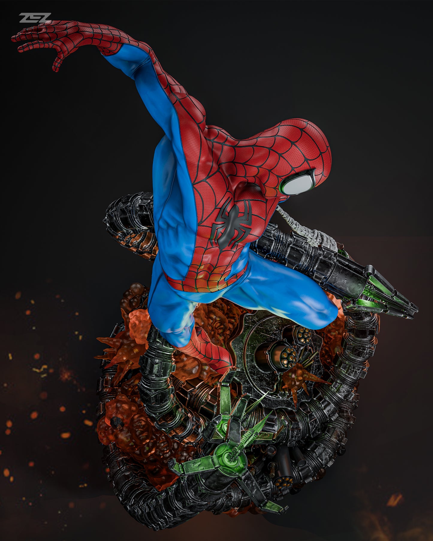 Spiderman vs Octa Resin Fan Art Sculpture (Zez)