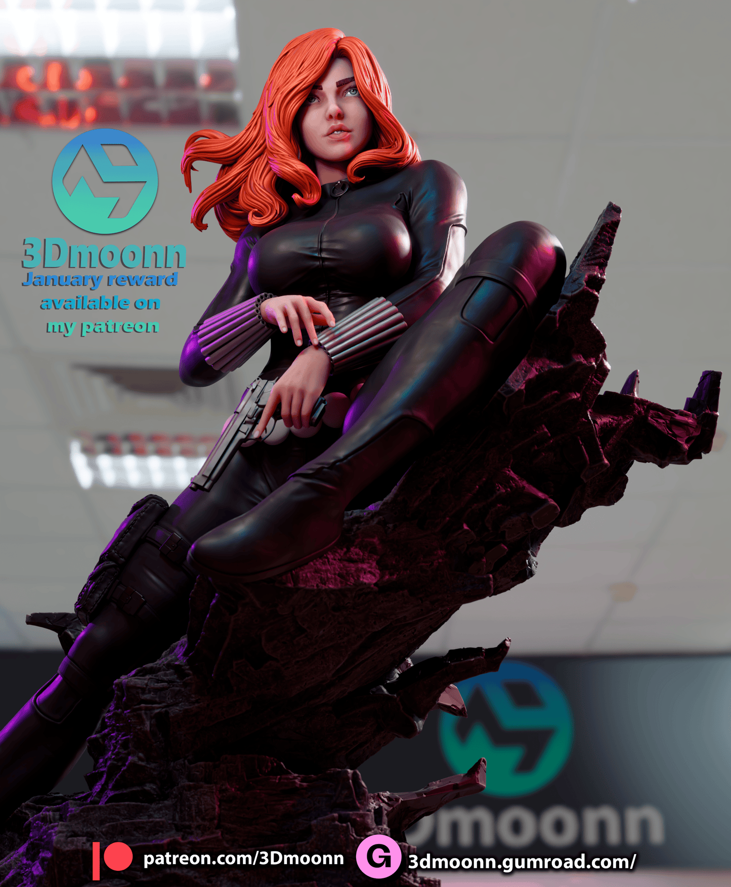 Black Widow Resin Fan Art Sculpture (3DM)