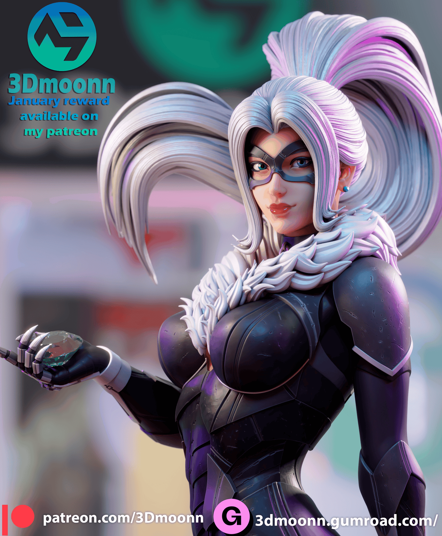 Black Cat Resin Fan Art Sculpture 3DMoonn