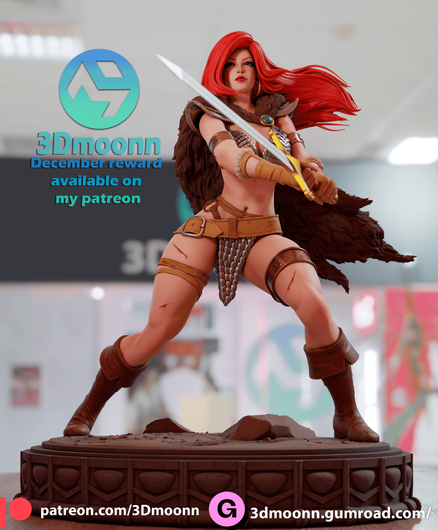 Red Sonja Resin Fan Art Sculpture 3DMoonn