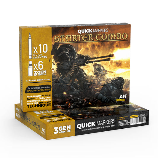 AK Quick Gen Markers Starter Combo Set - Acrylic Brush Marker and 3rd Gen Paint