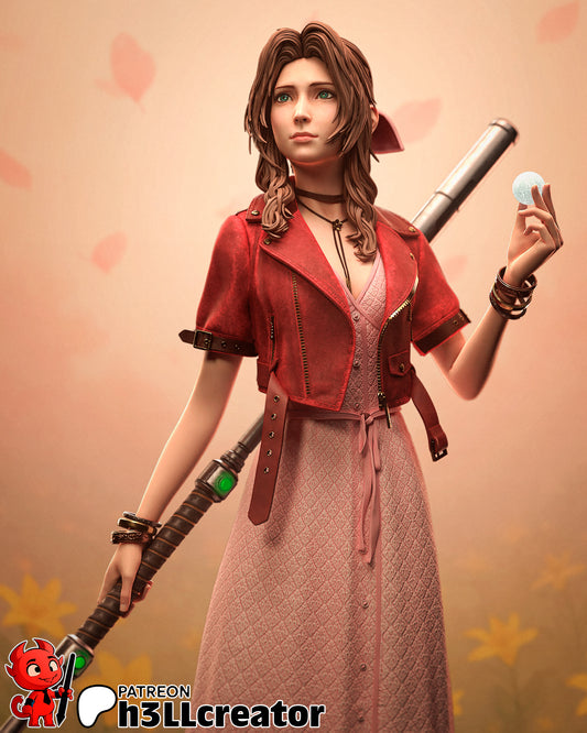 Aerith Resin Fan Art - MTO (Design by H3llcreator)