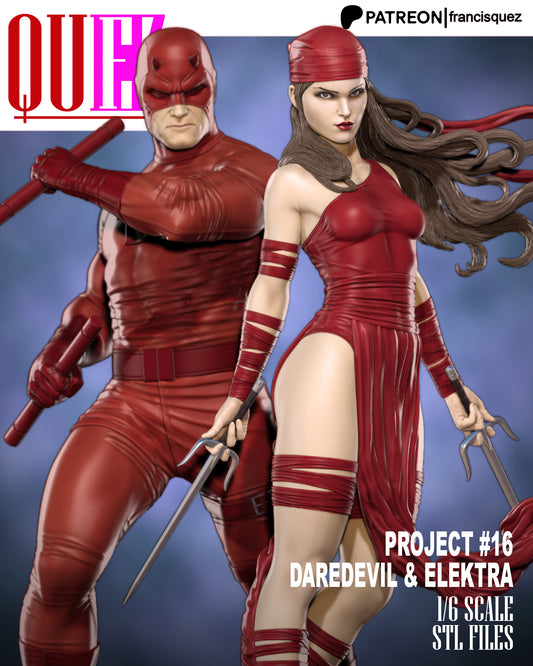 Daredevil and Elektra Savage Resin Fan Art Pro Painted - MTO (Quez)