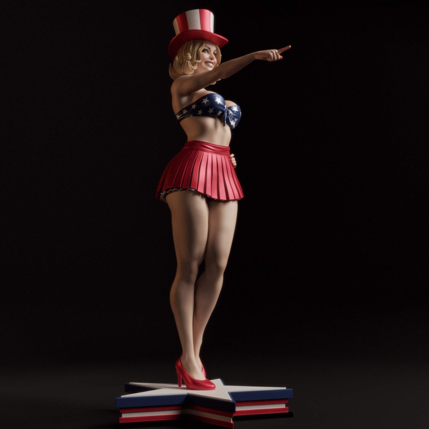 All American Bombshell Pinup Resin Art (Design by Abe3D)