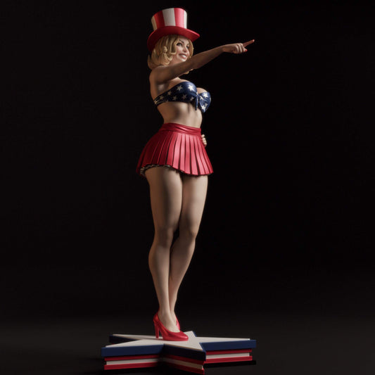 All American Bombshell Pinup Resin Art (Design by Abe3D)