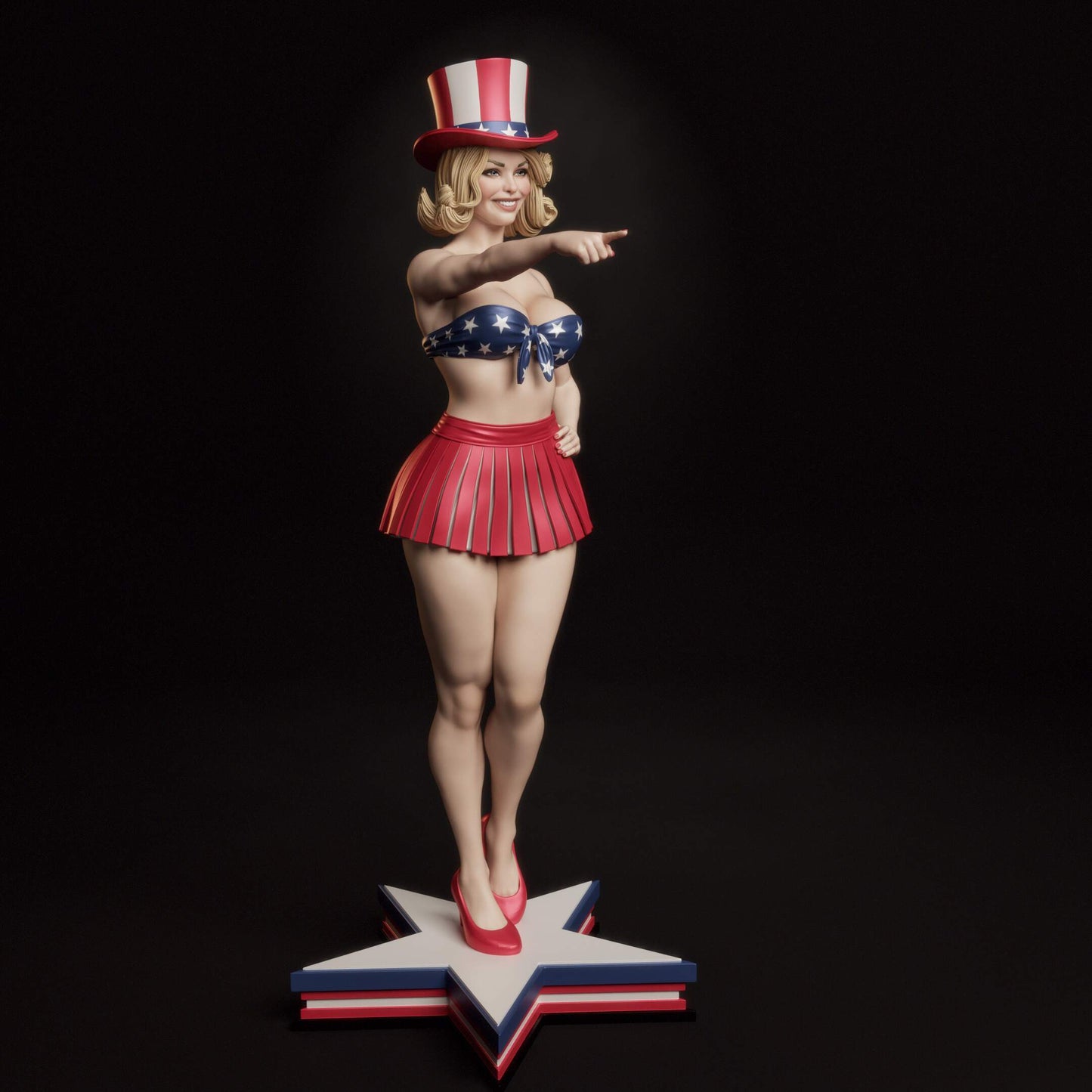 All American Bombshell Pinup Resin Art (Design by Abe3D)