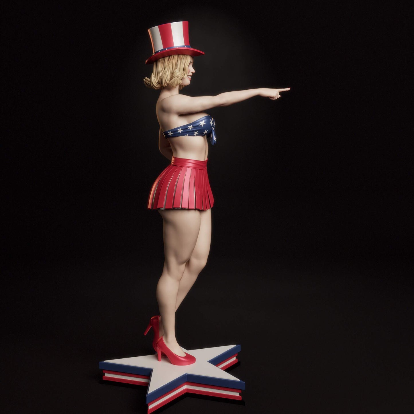All American Bombshell Pinup Resin Art (Design by Abe3D)