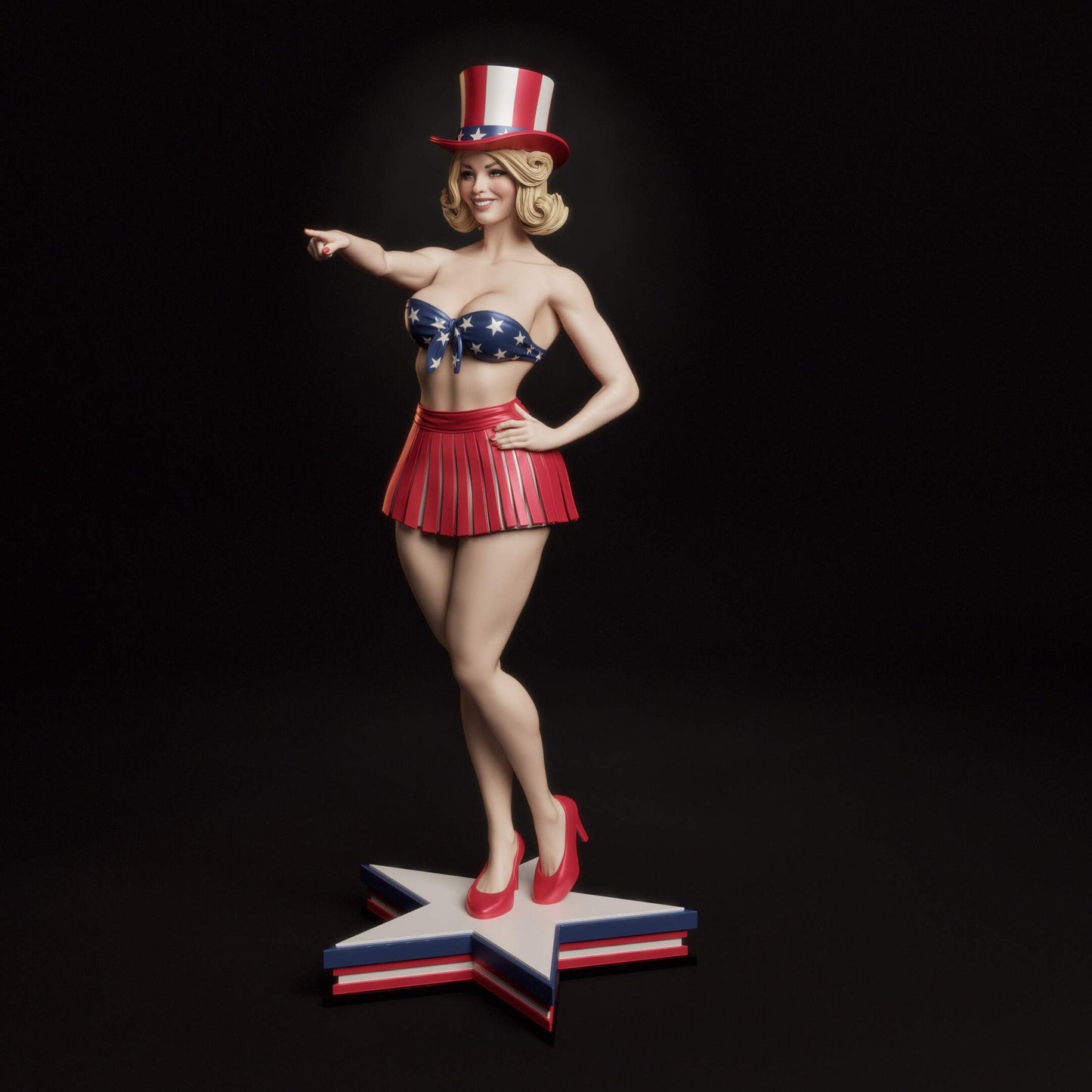 All American Bombshell Pinup Resin Art (Design by Abe3D)