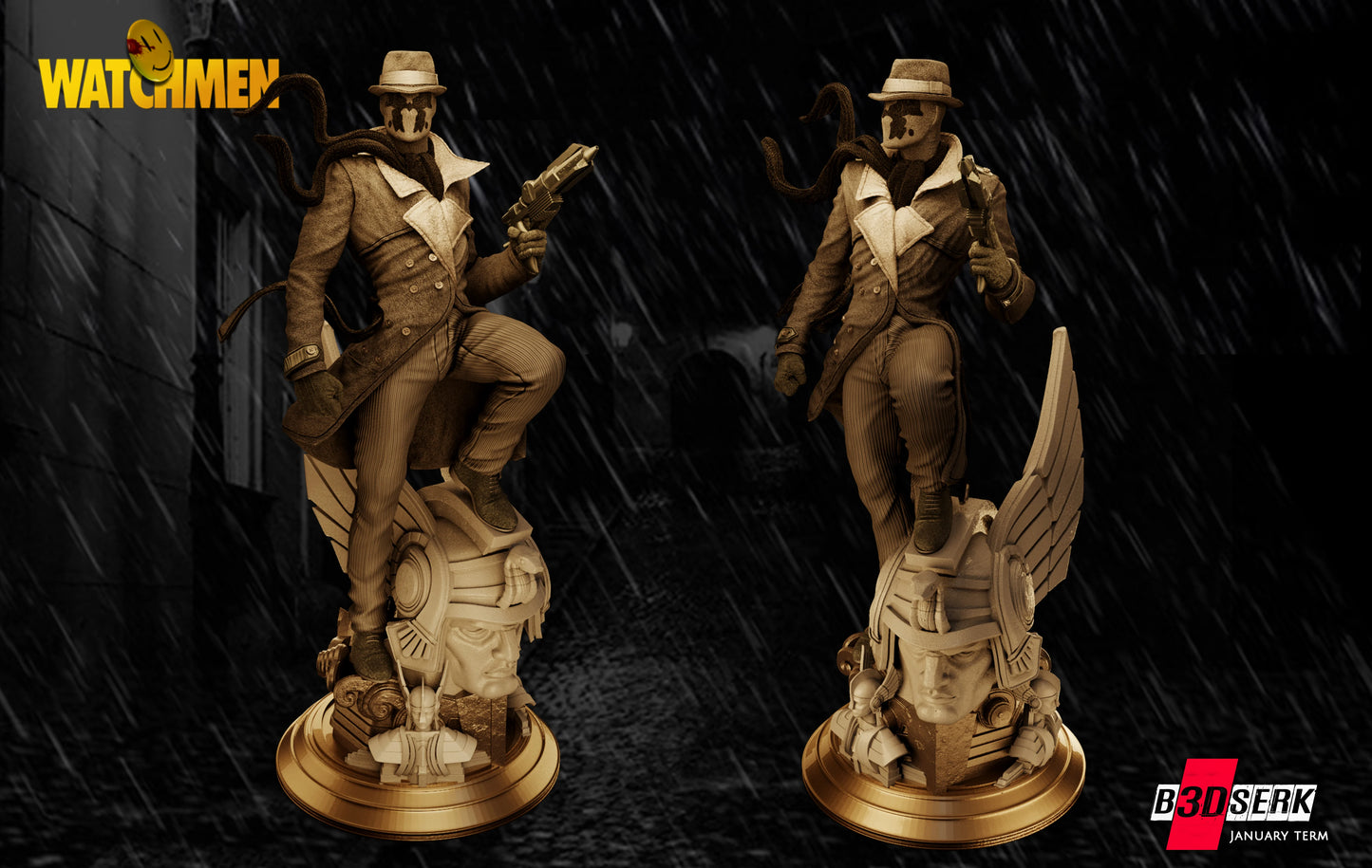 Rorschach Resin Sculpture Fan Art Pro Painted - MTO