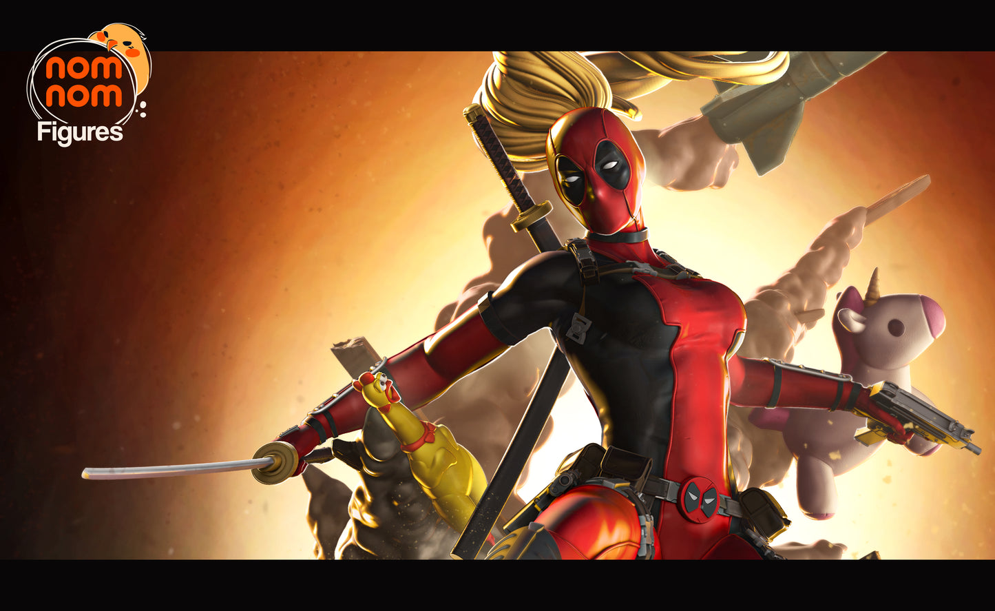 Lady Deadpool Resin Sculpture Fan Art Pro Painted - MTO