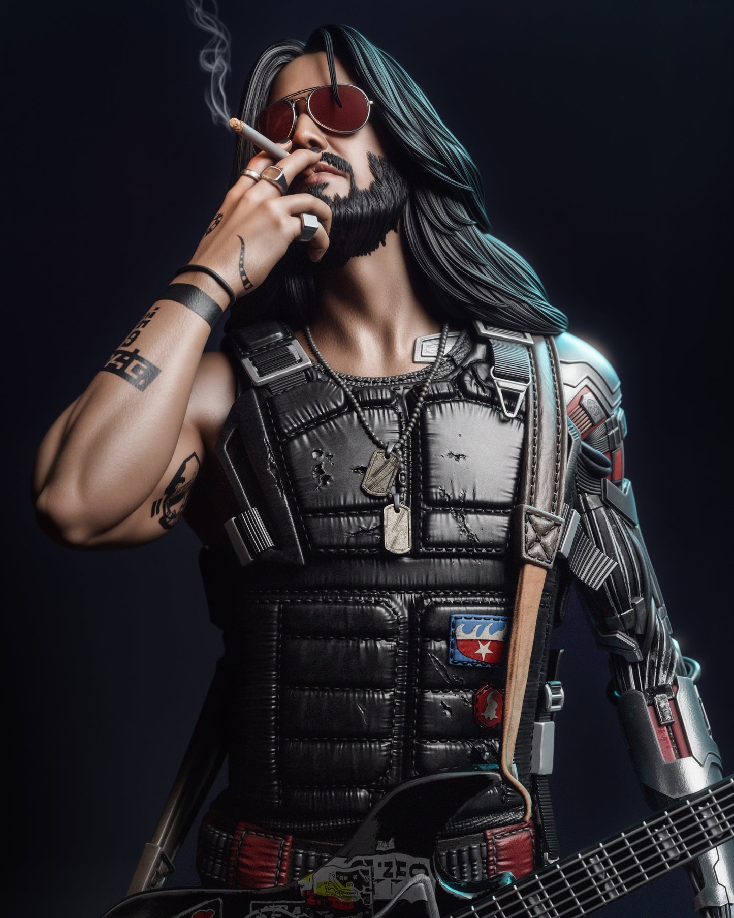 Johnny Silverhand Cyberpunk Resin Art (Design by CA3D)