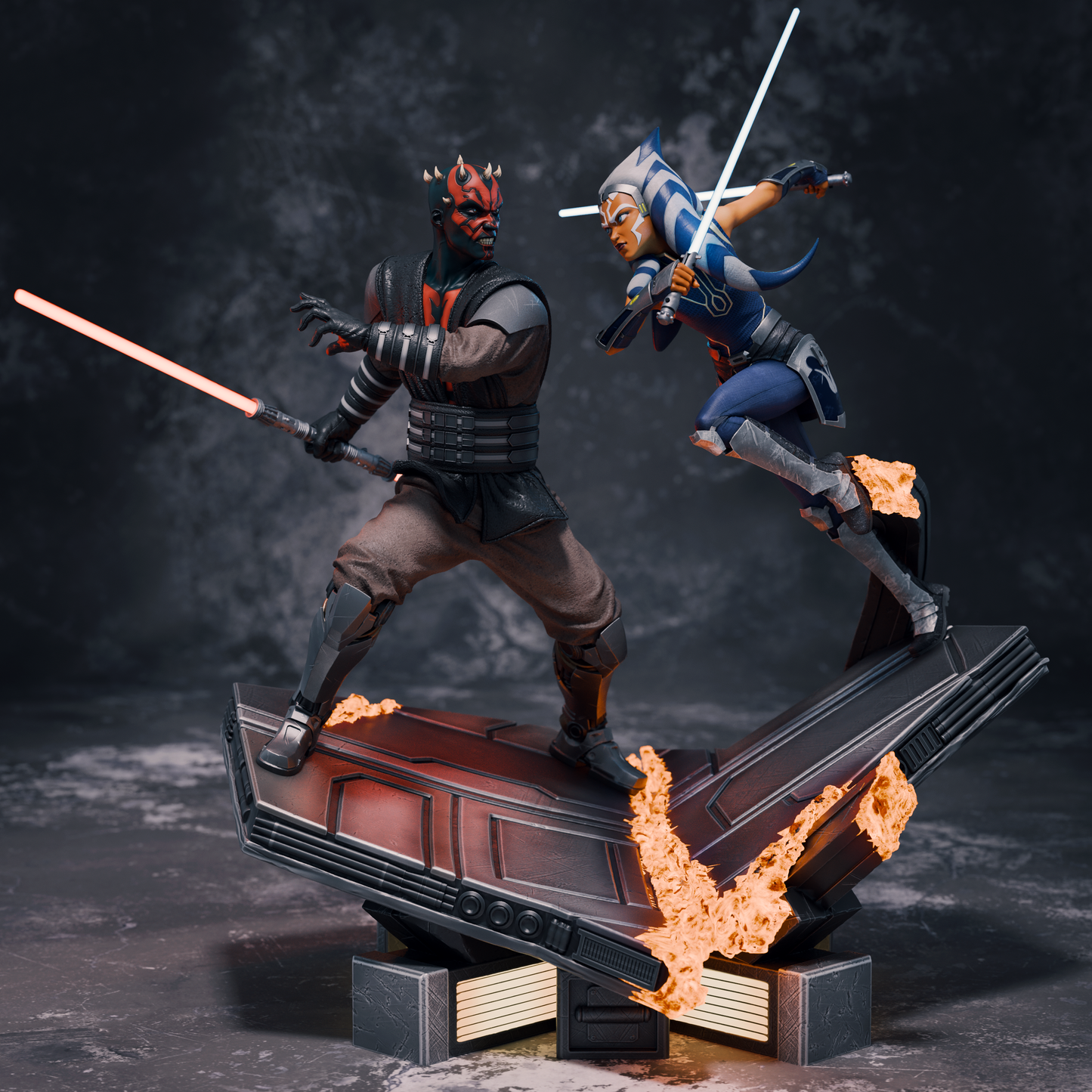 Ahsoka vs Darth Maul Diorama Resin Fan Art - MTO