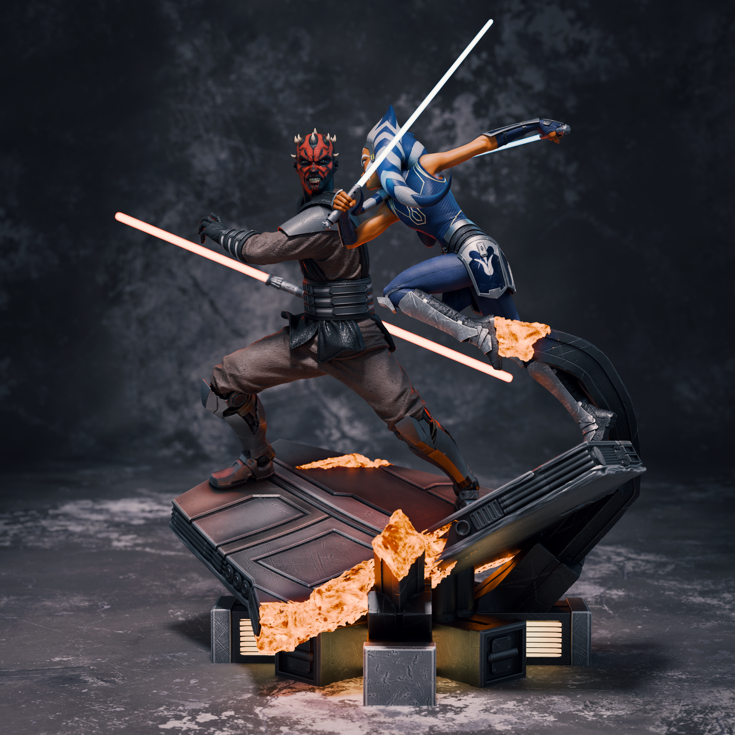 Ahsoka vs Darth Maul Diorama Resin Fan Art - MTO