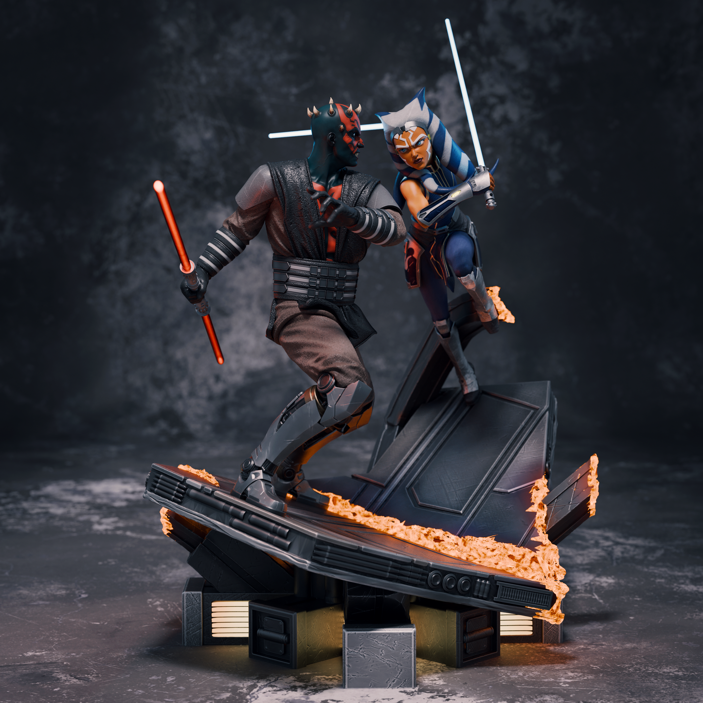 Ahsoka vs Darth Maul Diorama Resin Fan Art - MTO