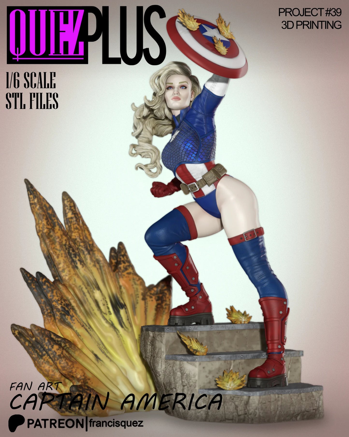 Female Captain America Resin Fan Art - MTO (Quez)