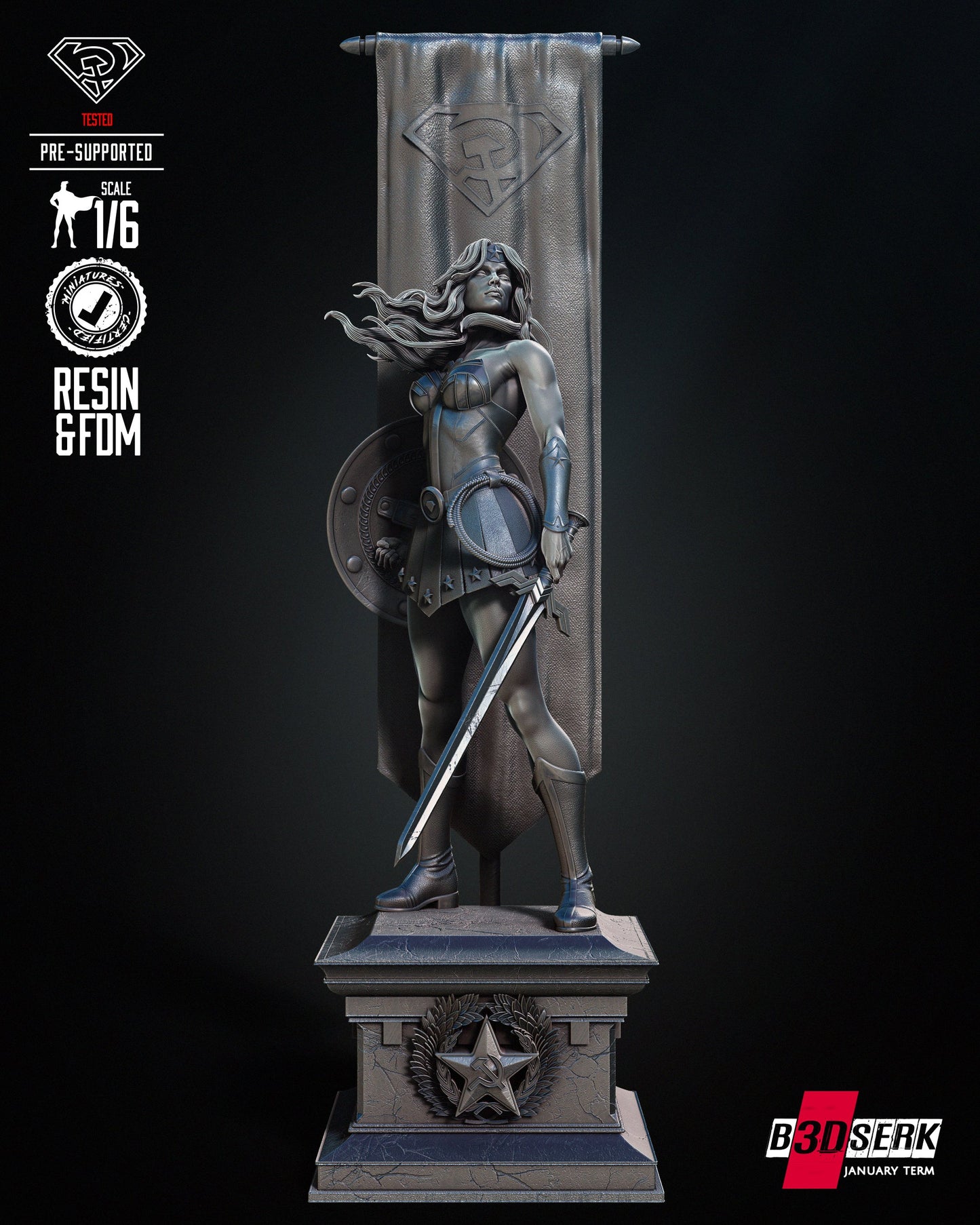 Wonder Woman Red Son Resin Sculpture Fan Art  - MTO