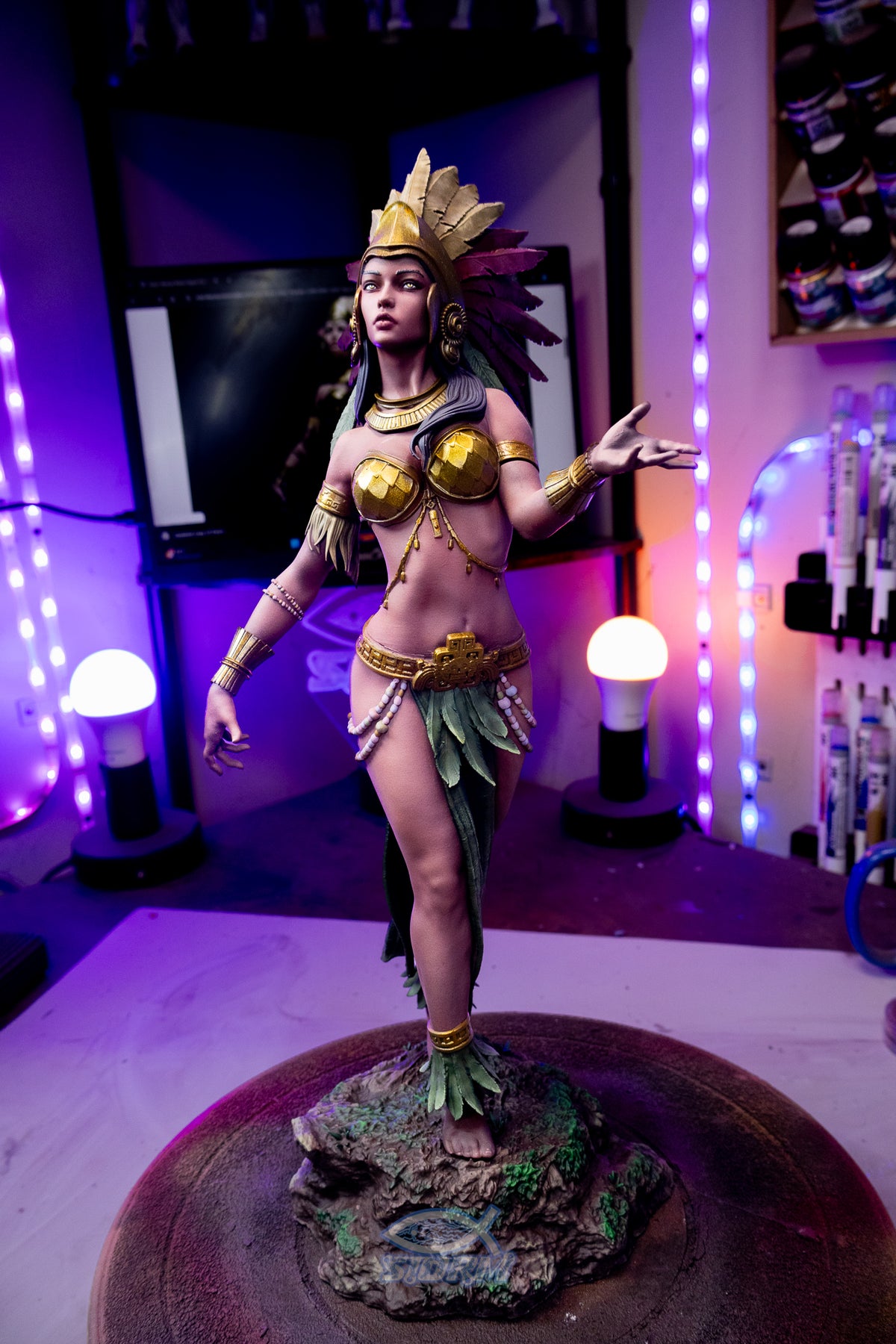 Aztec Beauty Resin Fan Art (Design by CA3D Studios)  - MTO