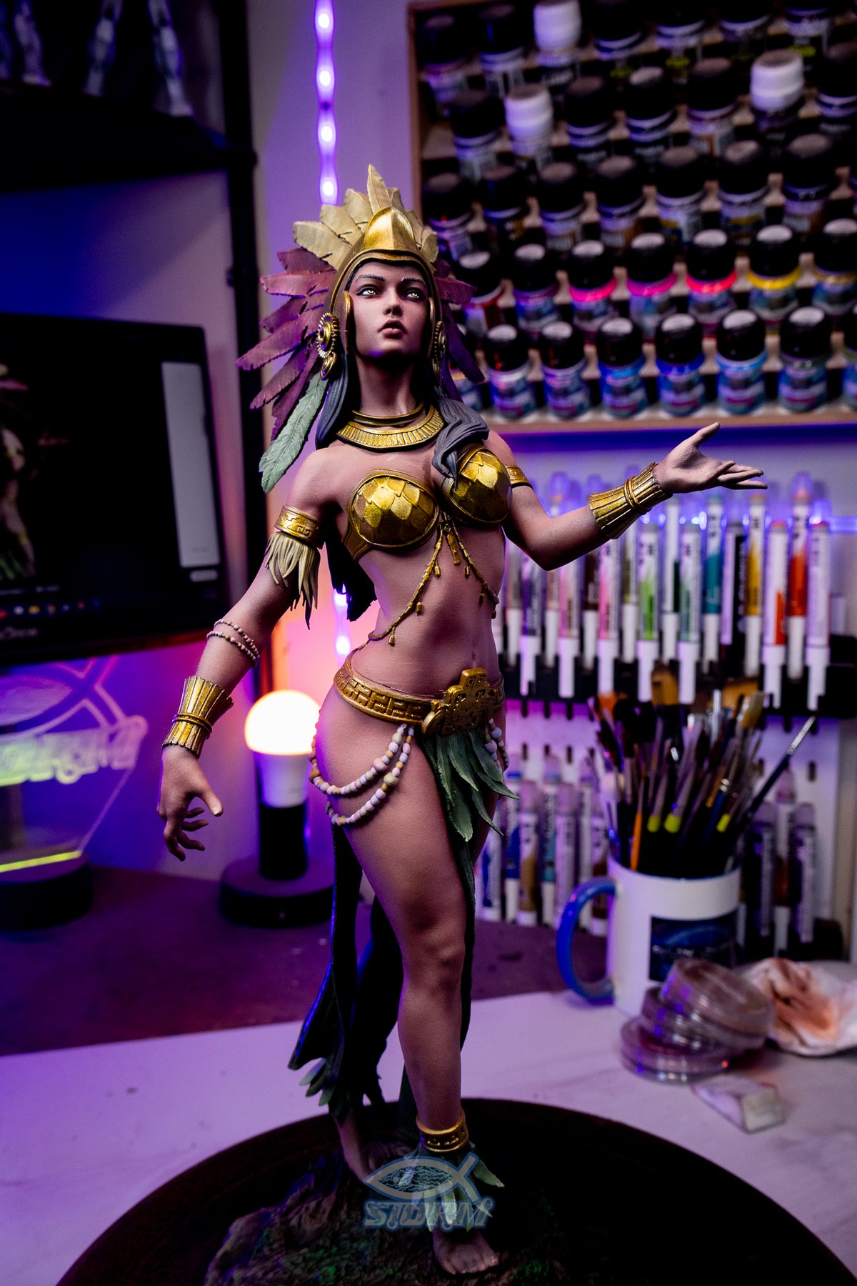 Aztec Beauty Resin Fan Art (Design by CA3D Studios)  - MTO