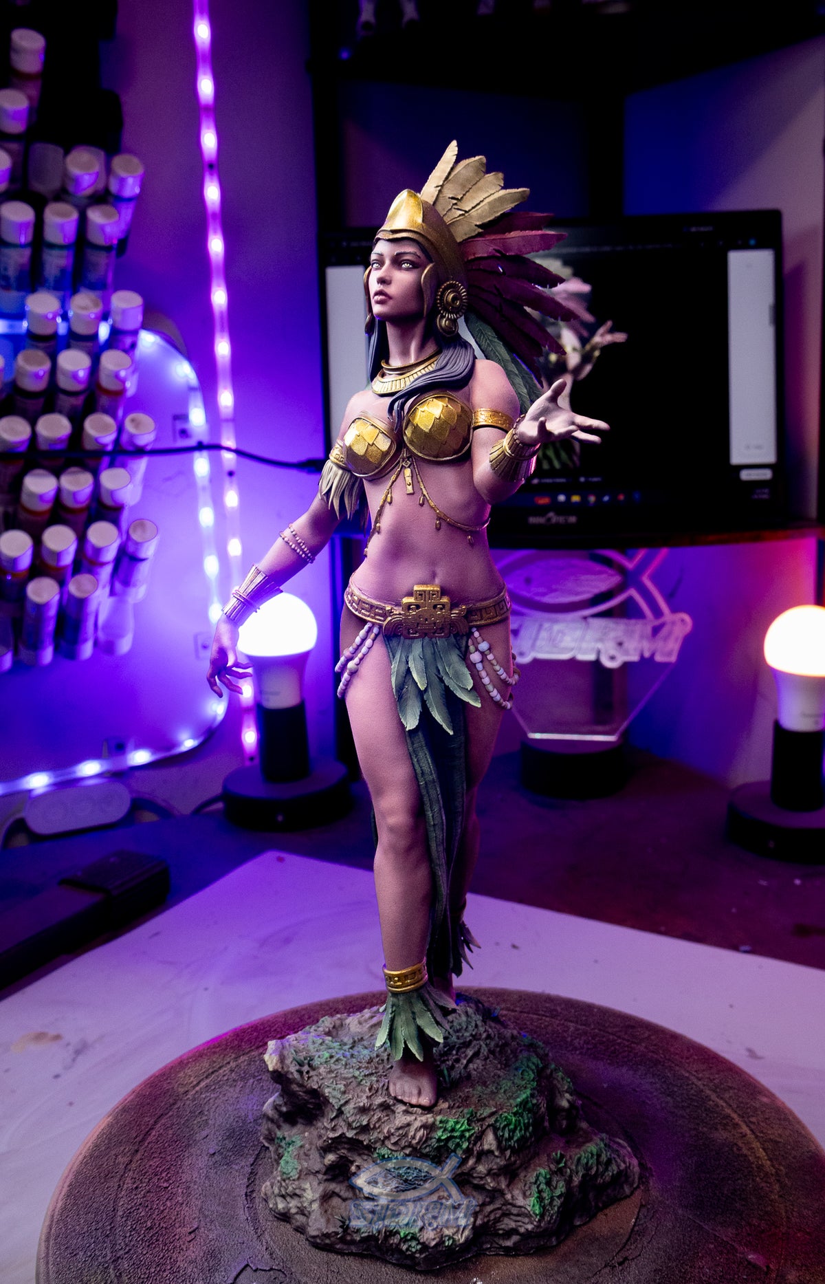Aztec Beauty Resin Fan Art (Design by CA3D Studios)  - MTO