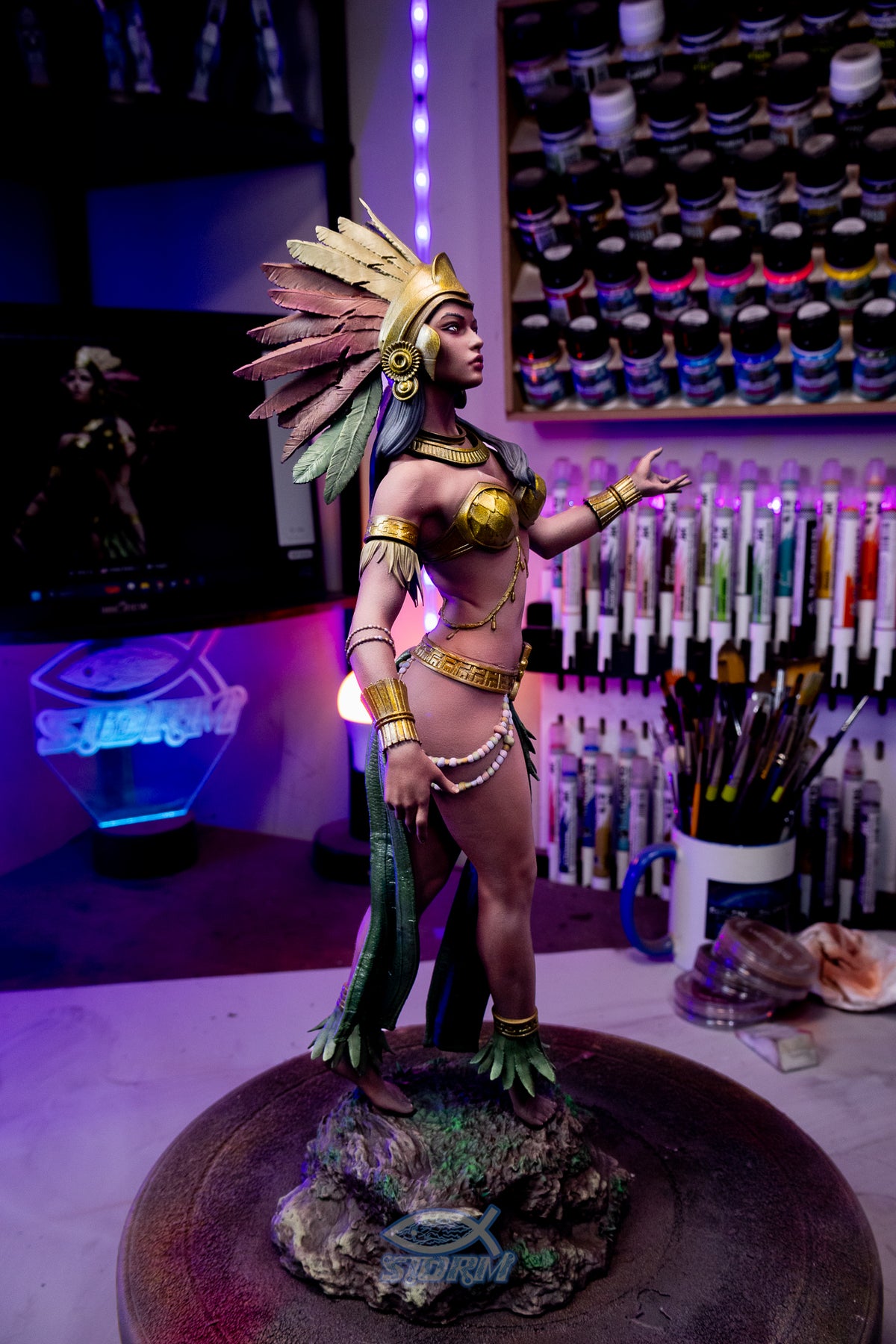 Aztec Beauty Resin Fan Art (Design by CA3D Studios)  - MTO