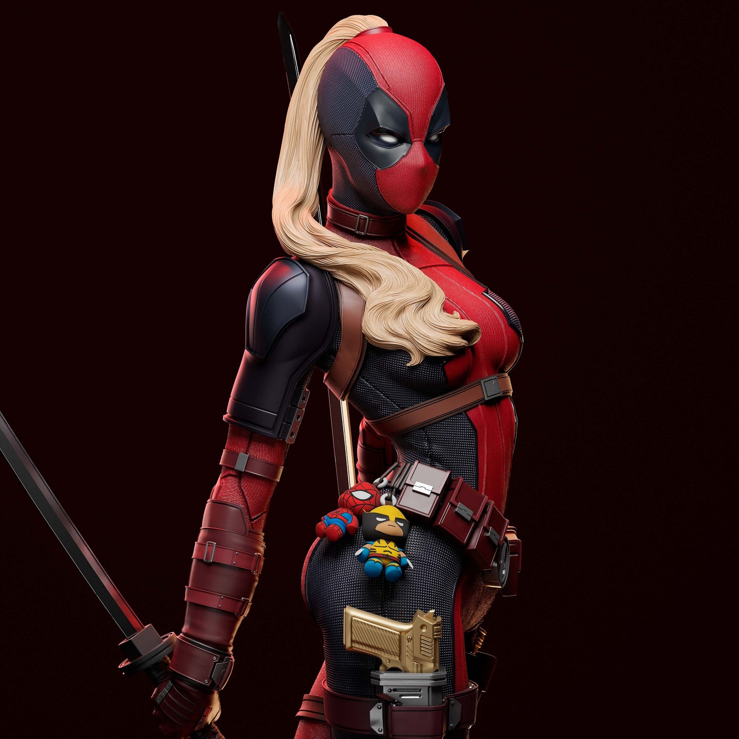 Lady Deadpool Resin Sculpture Fan Art Pro Painted - MTO Abe3D