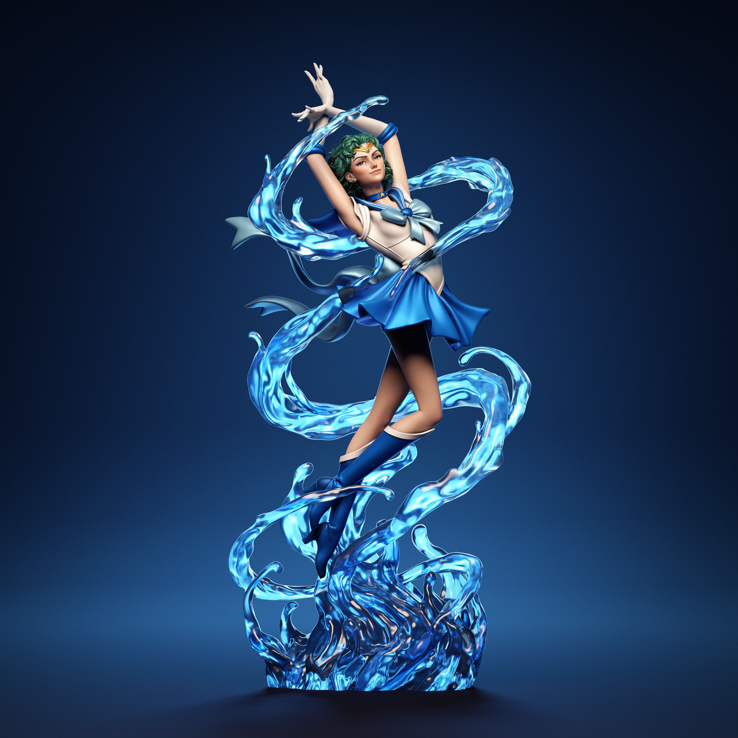 Sailor Moon Mercury Resin Art - MTO (Design by CA3D)