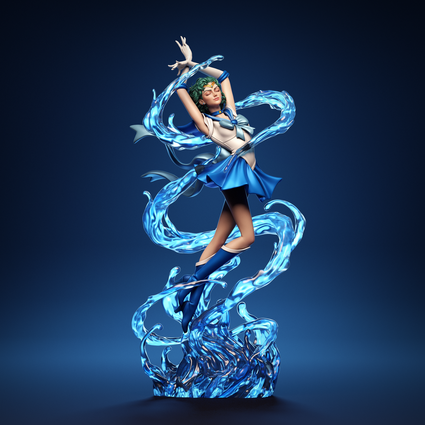 Sailor Moon Mercury Resin Art - MTO (Design by CA3D)