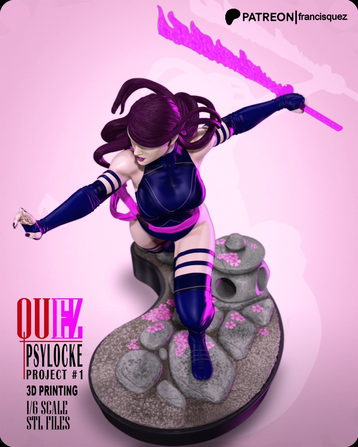 Psylocke Resin Fan Art Pro Painted - MTO (Quez)