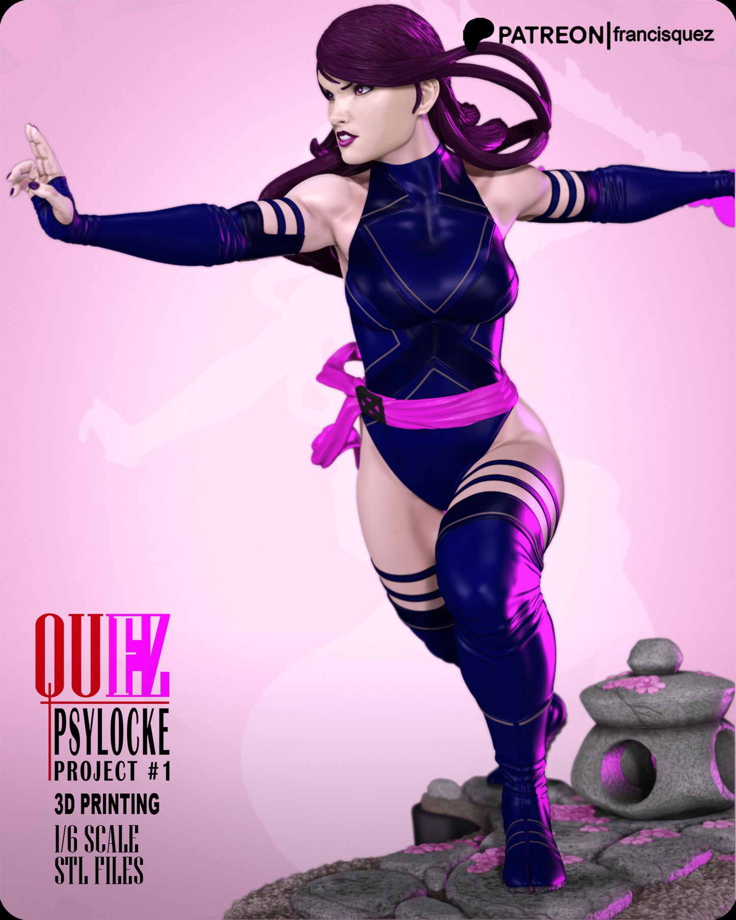 Psylocke Resin Fan Art Pro Painted - MTO (Quez)