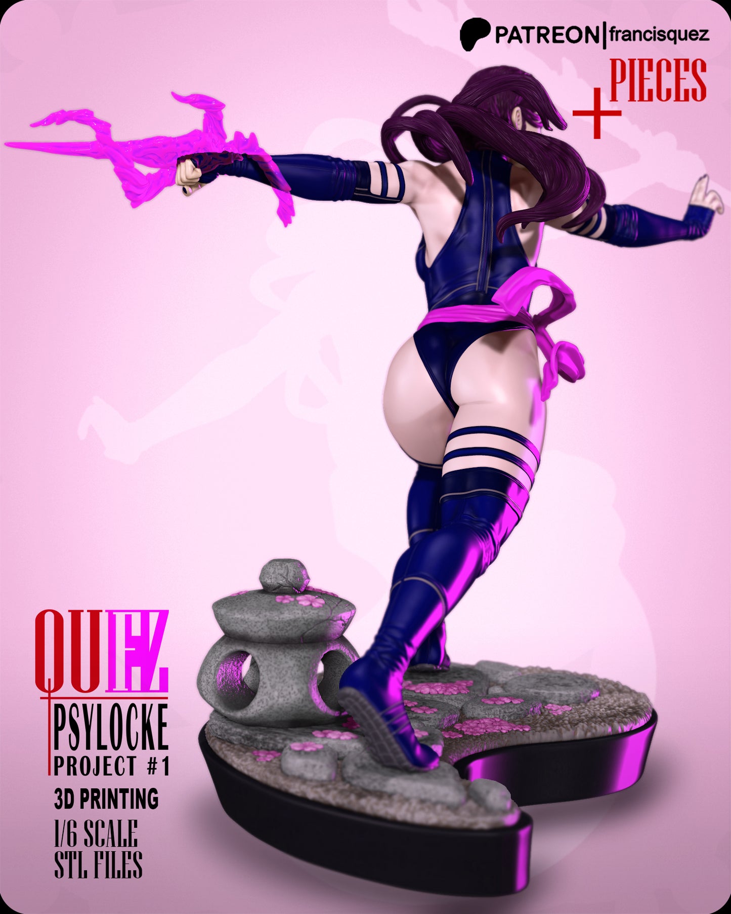 Psylocke Resin Fan Art Pro Painted - MTO (Quez)