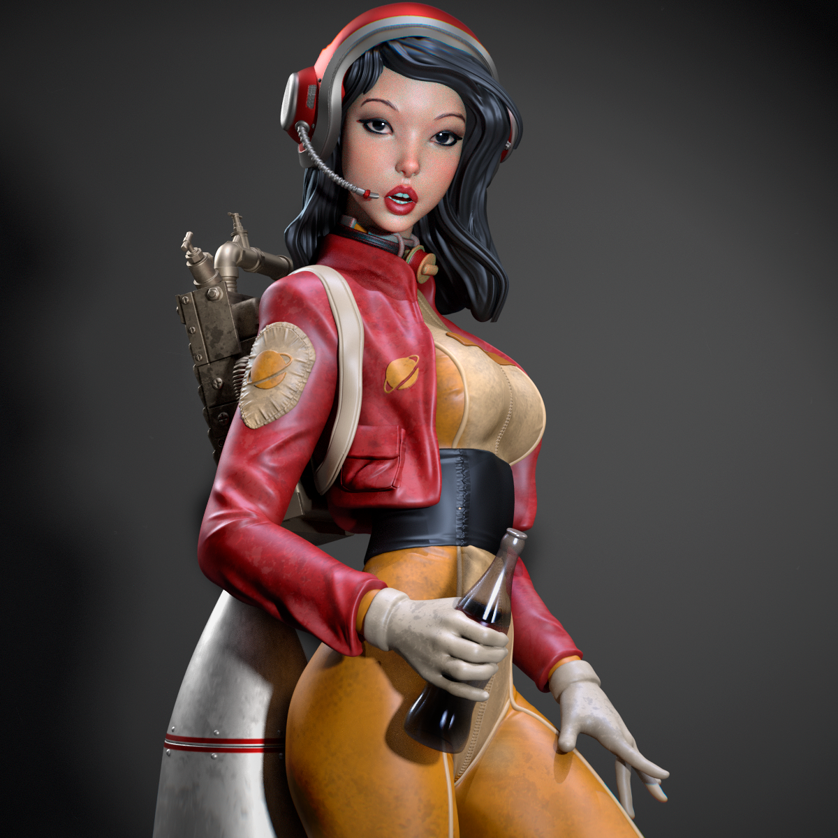 Retro Pinup Astronaut Collectible Resin Fan Art Pro Painted - MTO