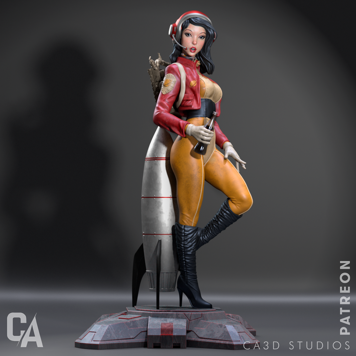 Retro Pinup Astronaut Collectible Resin Fan Art Pro Painted - MTO