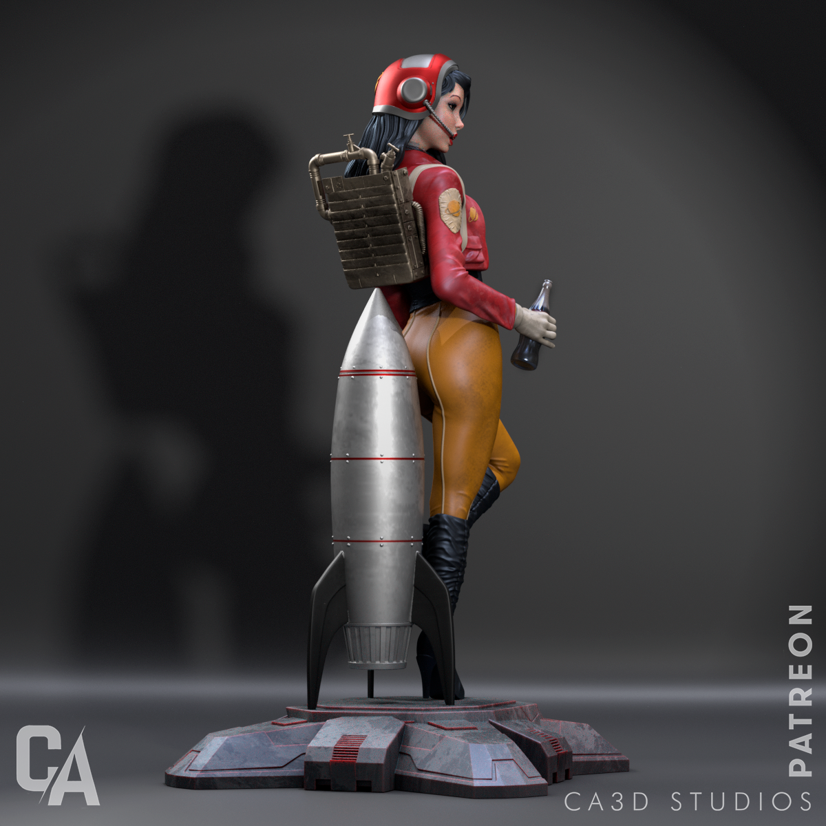 Retro Pinup Astronaut Collectible Resin Fan Art Pro Painted - MTO