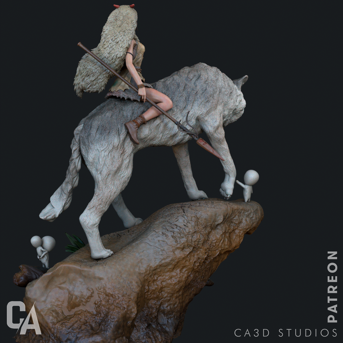 Princess Mononoke Riding Wolf Collectible Resin Fan Art Pro Painted - MTO